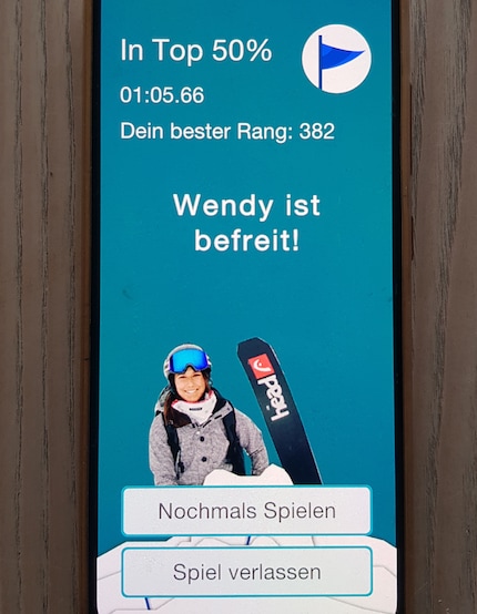 Bei meinem zweiten Versuch belege ich mit einer Zeit von gut einer Minute einen Platz in der vorderen Hälfte.