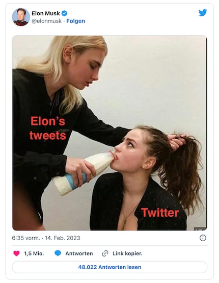 Screenshot des Tweets von Elon Musk.