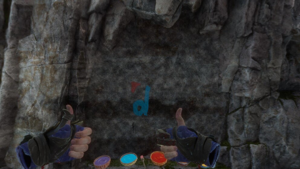 Dieses Digitec Logo habe ich in «Horizon: Call of the Mountain» mit meinen virtuellen Fingern gemalt. Dafür gibt's von mir ein «Daumen hoch».