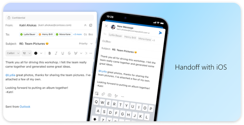 Dank dem sogenannten Handoff-Feature kannst nahtlos zwischen Outlook für iOS und MacOS wechseln.