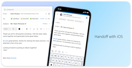 La fonctionnalité Handoff vous permet de passer de manière transparente d'Outlook pour iOS à Outlook pour MacOS.