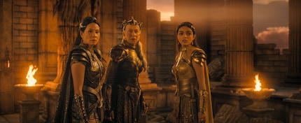 The Greek goddesses make a powerful impression in their battle armour.