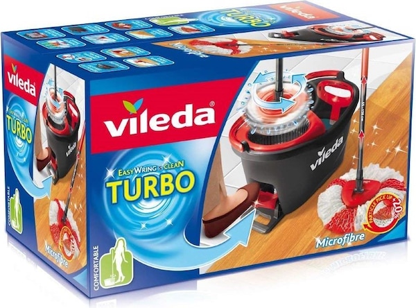 Système de nettoyage Vileda Serpillère + seau Kit Turbo Smart Système  d'essorage à pédale