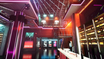 Un nightclub di ispirazione cyberpunk di ArtcoreStudios nel marketplace di Unreal Engine.