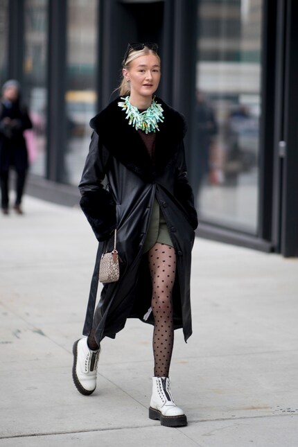 Des bas à pois lors de la Fashion Week de New York.