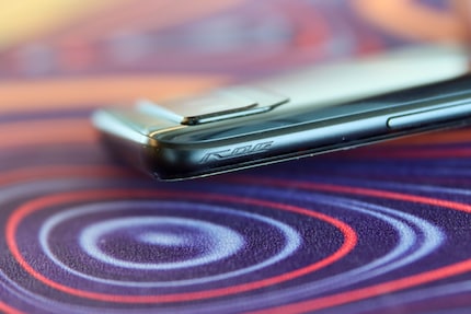 Beneath this ROG lettering are the AirTrigger ultrasonic sensors.