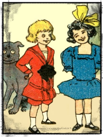 Buster Brown et son amie Mary Jane dans les célèbres chaussures à lanières.
