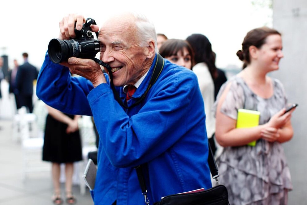 Fotograf Bill Cunningham in seiner Signature-Jacke.