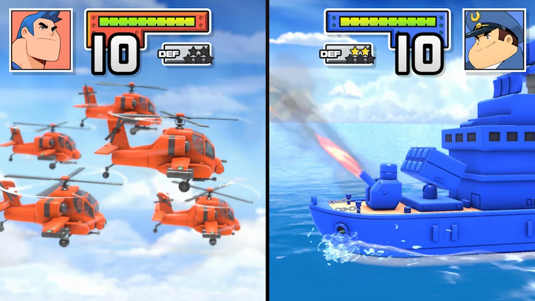 Lors des attaques, le jeu passe en vue écran partagé.