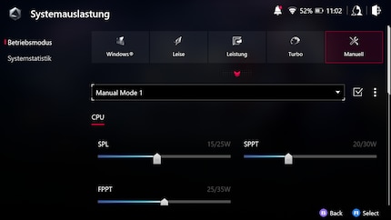 On the Ally, even the processor performance can be adjusted.