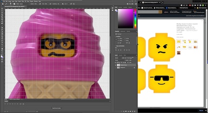 Après avoir effacé le visage de Stevie dans Photoshop, je lui en dessine un nouveau.