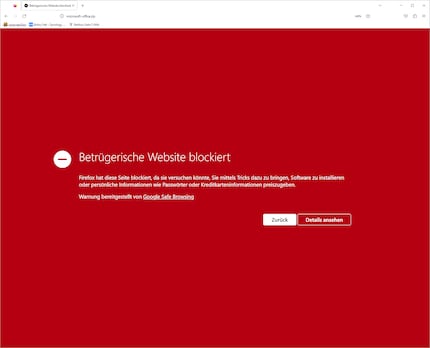 Google Safe Browsing a identifié le site microsoft-office (.) zip a déjà été détecté comme frauduleux.