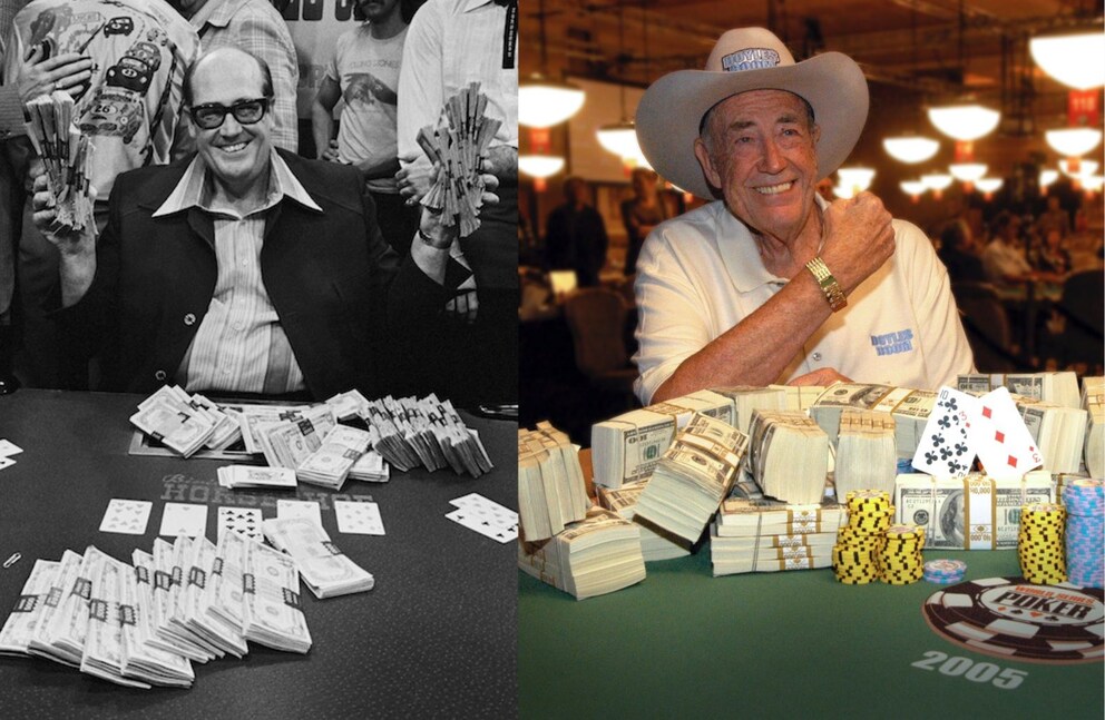 Texas Dolly in den 70er-Jahren (links) und bei seinem letzten Bracelet-Gewinn 2005 (rechts).