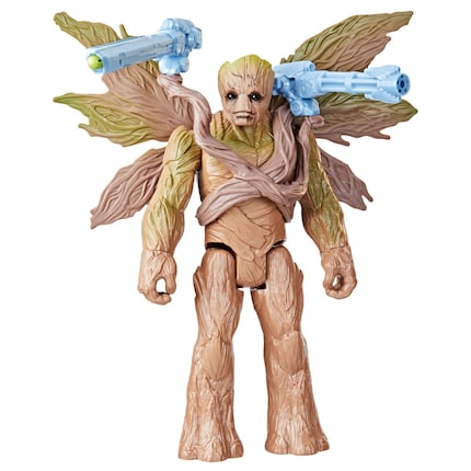 The 29 centimetre tall Groot action figure has detachable wings, root armswings, root arms and a blaster with a projectile