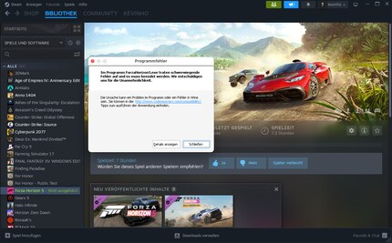 Messaggio di errore: in Forza Horizon, il livello di traduzione Wine non sembra funzionare.