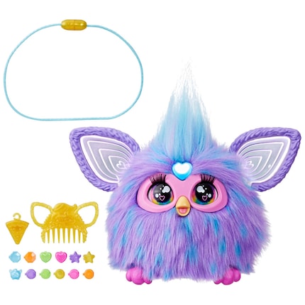 I capelli di Furby possono essere acconciati con perline colorate e un pettine.