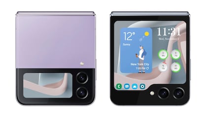 On the left, the predecessor model Samsung Galaxy Z Flip 4 in comparison with the upcoming Galaxy Z Flip 5.