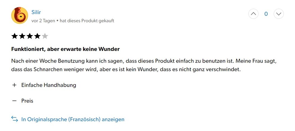 Dieser Kunde scheint mit dem Nasenpflaster ähnliche Erfahrungen zu machen.