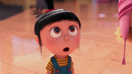 Agnès dans le film d’animation « Moi, moche et méchant », à la vue d’une licorne en peluche.
