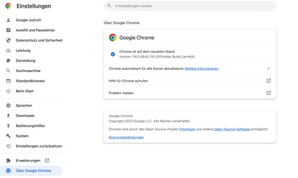 Dans le menu « À propos de Google», vous pouvez également configurer les mises à jour pour qu'elles soient appliquées automatiquement à l'avenir.