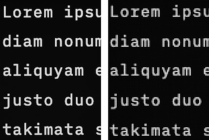 Una densità di pixel di 218 ppi (a sinistra) è più nitida di una di 109 ppi (a destra). Più ti avvicini al display, più è probabile vedere i singoli pixel e più i margini obliqui e arrotondati appaiono sfrangiati.