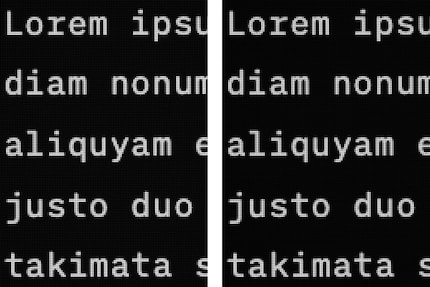 Se sullo stesso display imposto le stesse dimensioni per il testo, non noto alcuna differenza tra il ridimensionamento nativo (a destra) e quello non nativo (a sinistra).