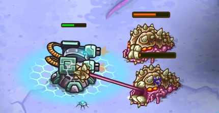 Alien snails attacking my defence tower with their morning star tongues.
