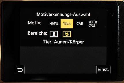 Die neuen Motiverkennungen. Wichtig für diese Art von Kamera ist unter anderem das Tracking von Tieraugen.