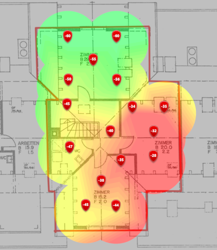 6-GHz-Signalpegel im oberen Dachgeschoss