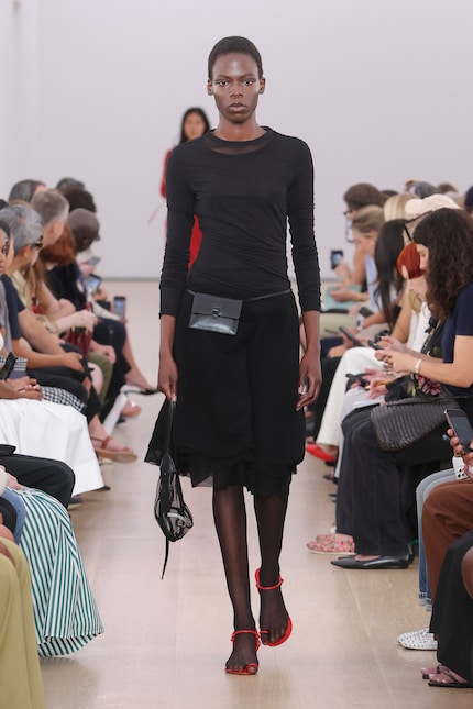 Tights and sandals were a recurring theme in the show.