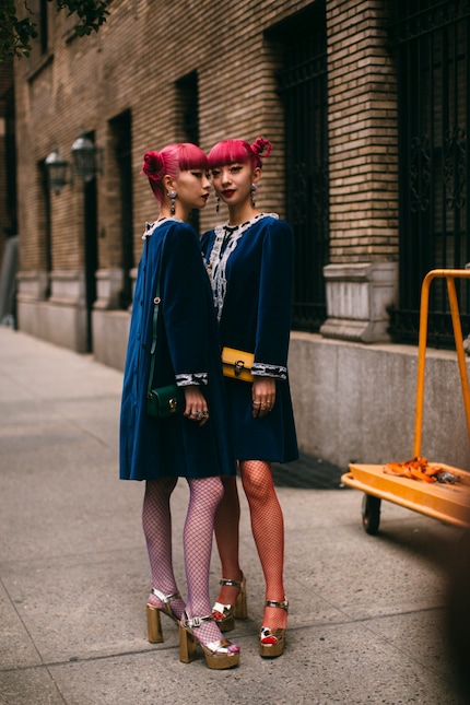 The kooky look: fashion twins Ami and Aya Suzuki last year at New York Fashion Week.