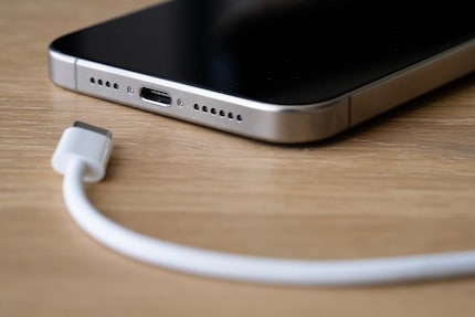 The USB-C port on the iPhone 15 Pro supports USB 3.2 Gen 2 at 10 Gbps.