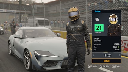 Mon pilote avant le départ d’une course.