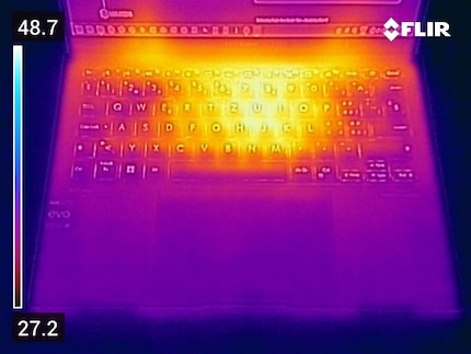 La température du boîtier peut atteindre 48,7 degrés Celsius lorsque les cœurs du processeur sont utilisés pendant longtemps.