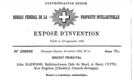 Le brevet de John Harwood a été délivré en 1924. 