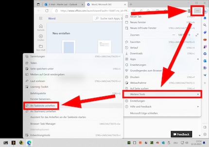 How to add a website to the taskbar with Edge.