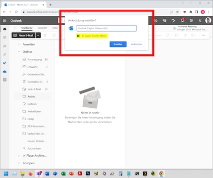 Don't forget, if you wish, to tick the box « Open in a new window».