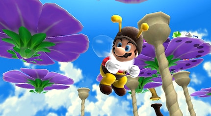 Landing on oversized plants as Bee Mario is great.