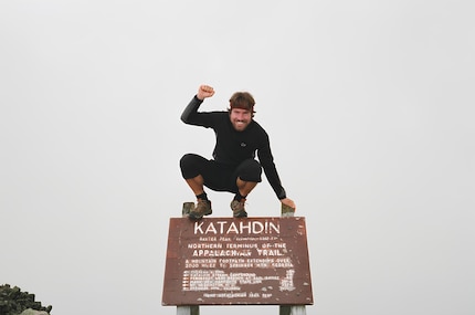 Fatto: Carsten Jost al termine dell'avventura podistica di cinque mesi sull'Appalachian Trail.