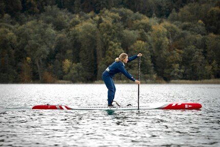 When temperatures drop, a drysuit is a good choice for paddling.