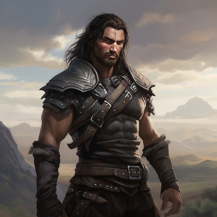 Magic The Gatherin Planeswalker Garruk in a leather harness.