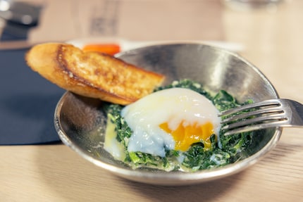 …and sprinkles some original Aromat on the onsen egg.