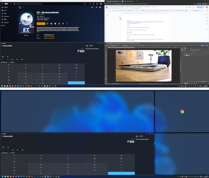 Perfeziona il layout spostando con il mouse la linea di divisione tra le finestre.