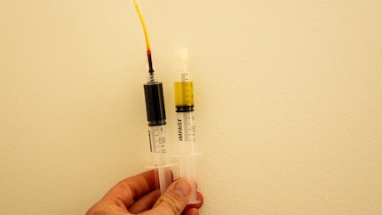 Il plasma trasparente a destra e lo scarto, per così dire, a sinistra.