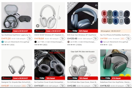 In Shops von Händlern aus Fernost findest du zahllose Nachbildungen der AirPods Max.