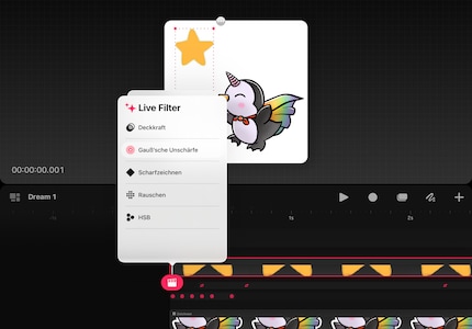 I filtri live possono anche essere animati e applicati ai tuoi oggetti.