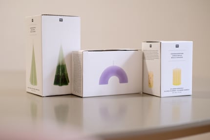 The candle moulds from left to right: star cone, arch, cylinder.