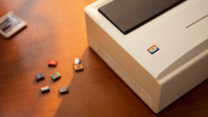 The Retro Mini PC AM01 is a lot smaller than the Macintosh model.