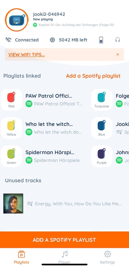Wir haben es geschafft: Alle Figuren sind mit einer Playlist verbunden.