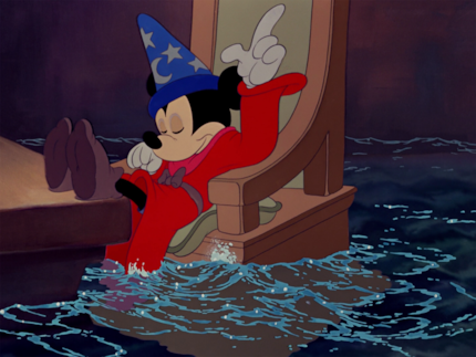 In the film Fantasia, Mickey Mouse gets a new look.